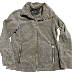 Calvin Klein fleece jacket grey with gold accents size medium